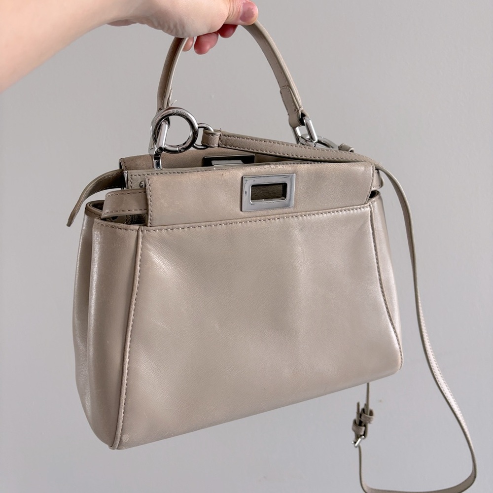 Fendi Taupe Leather Handbag